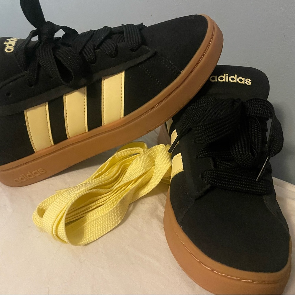 Adidas Women Black and Yellow Sneakers